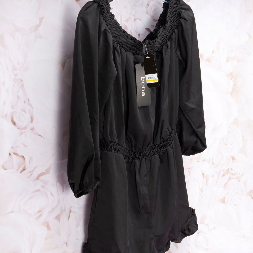 Bebe Off The Shoulder Long Sleeve Ruffel Romper